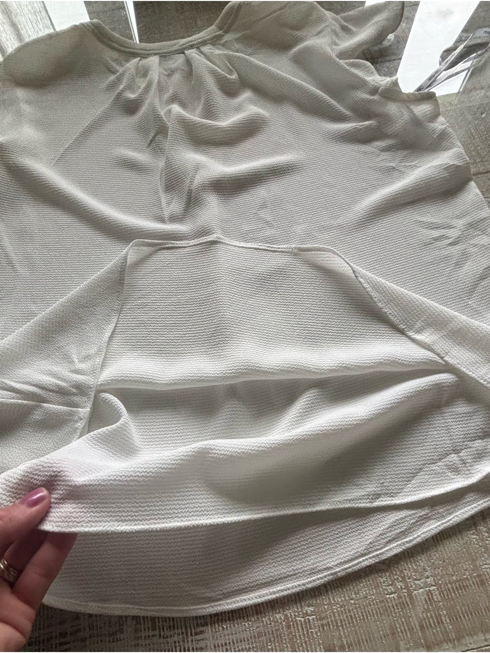 Calvin Klein Ivory/white Flutter-Sleeve Split-Neck Blouse - Picture 6 of 9